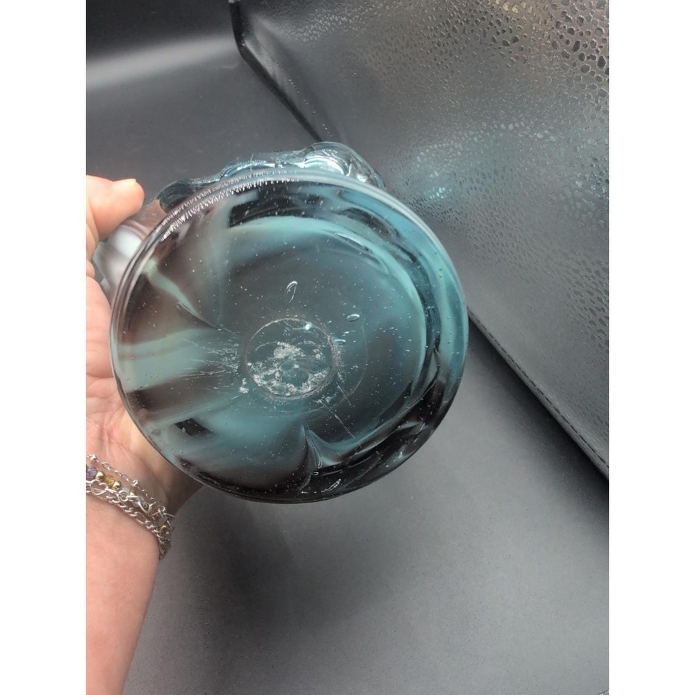 Vintage Mcm Murano Style Swan Handblown Powder Blue Wine Burgundy 11" - Picture 8 of 10